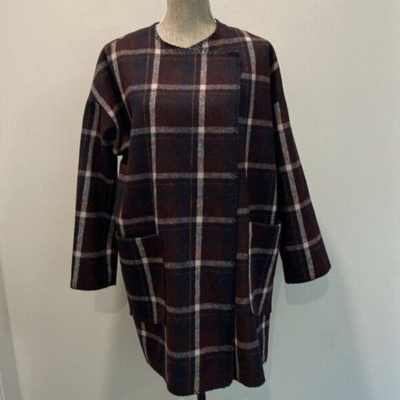 Storm & Marie Wool Plaid Coat Oversized - Picture 5 of 15